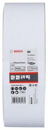 BOSCH Set di nastri abrasivi da 10 pezzi X440 75 x 533 mm, 80 2608606082